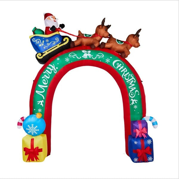 10 FT Santa's Sleigh & Reindeer Inflatable Archway