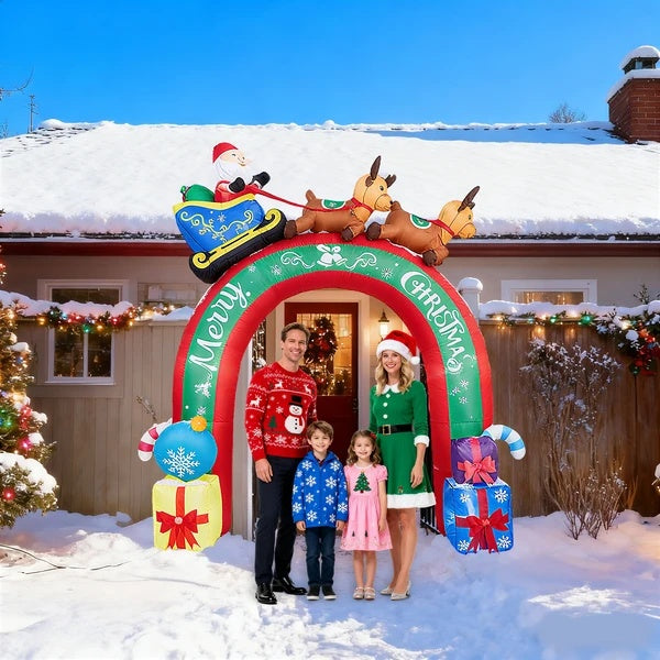 10 FT Santa's Sleigh & Reindeer Inflatable Archway