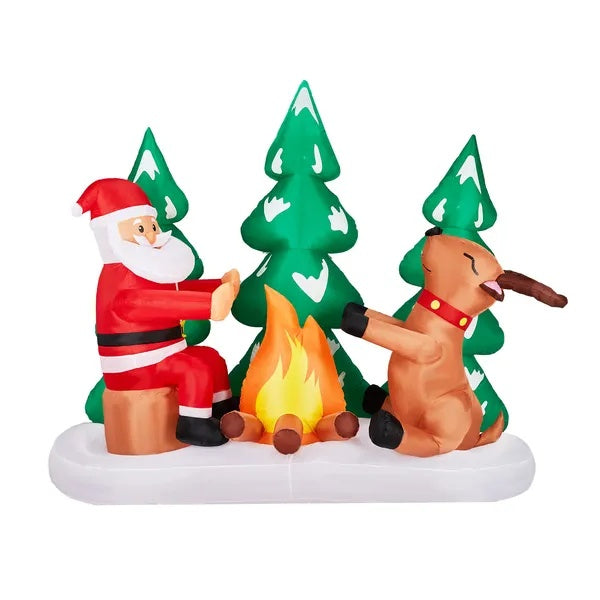 9 FT Santa & Reindeer Campfire Inflatable
