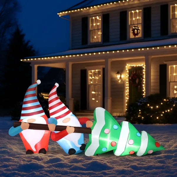 7 FT Gnomes Pulling Christmas Tree Inflatable