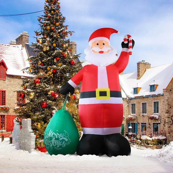 14 FT Lighted Giant Santa Claus with Large Gift Bag