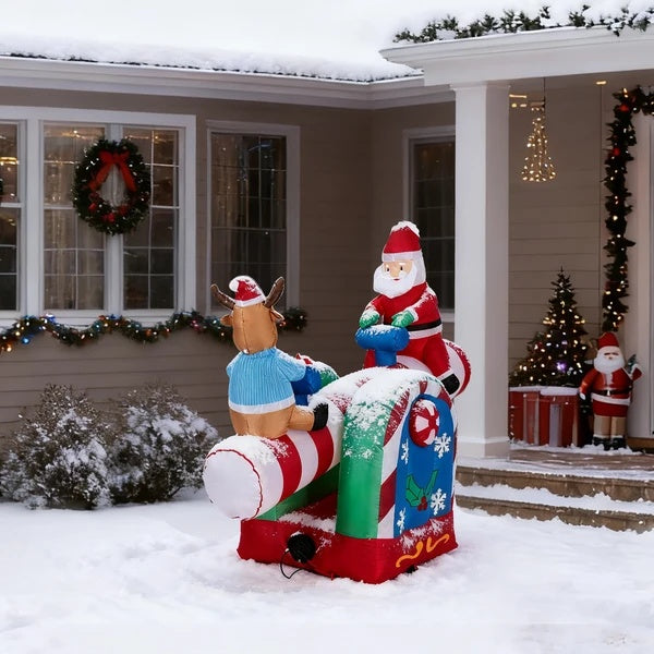 4.7 FT Motorized Seesaw Santa & Reindeer Inflatable